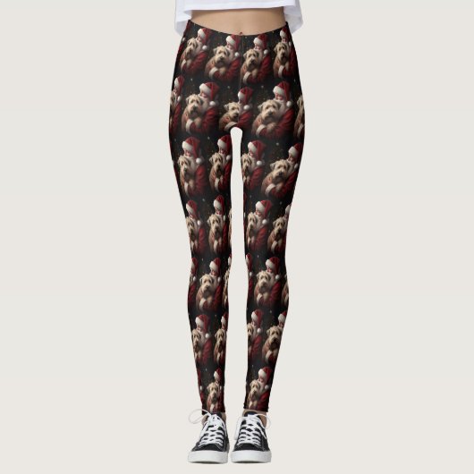 Wheon Terrier mit Weihnachtsmann Weihnachten Leggings (Vorderseite)