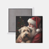 Wheon Terrier mit Weihnachtsmann Weihnachten Magnet (Vorderseite/Rückseite)
