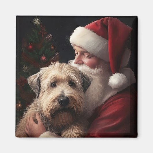 Wheon Terrier mit Weihnachtsmann Weihnachten Magnet (Vorne)