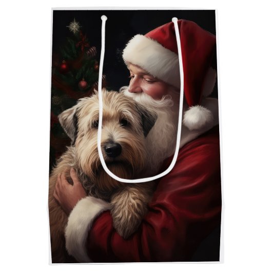 Wheon Terrier mit Weihnachtsmann Weihnachten Mittlere Geschenktüte (Rückseite)