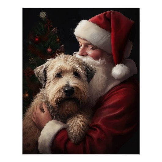Wheon Terrier mit Weihnachtsmann Weihnachten Poster (Vorderseite)