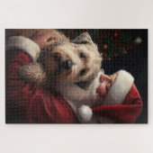 Wheon Terrier mit Weihnachtsmann Weihnachten Puzzle (Horizontal)