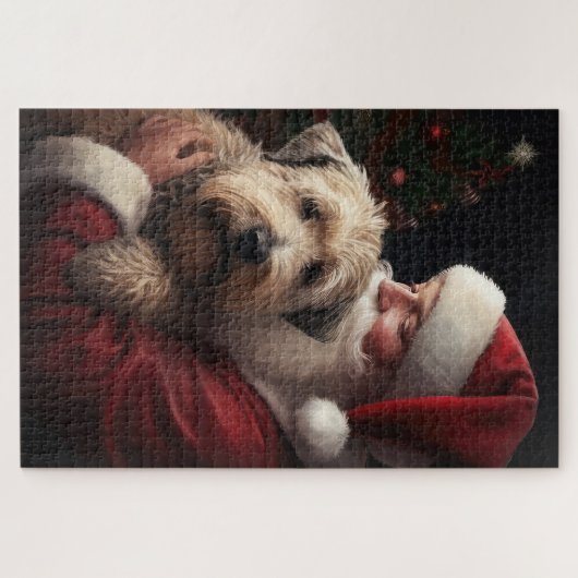 Wheon Terrier mit Weihnachtsmann Weihnachten Puzzle (Horizontal)