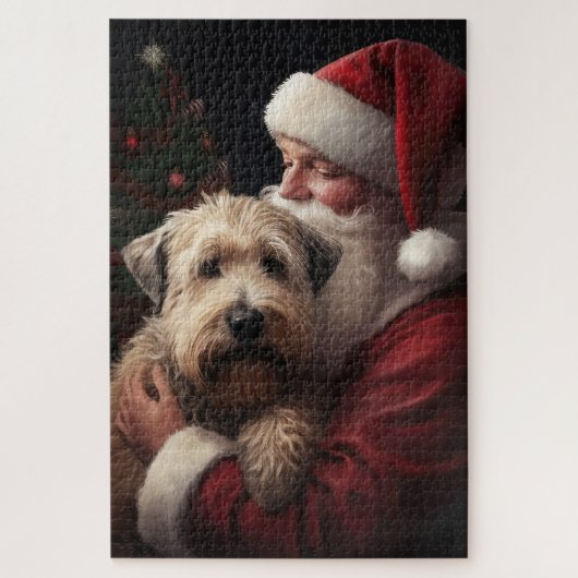 Wheon Terrier mit Weihnachtsmann Weihnachten Puzzle (Vertikal)
