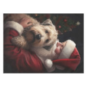 Wheon Terrier mit Weihnachtsmann Weihnachten Tischdecke (Vorderseite (Horizontal))