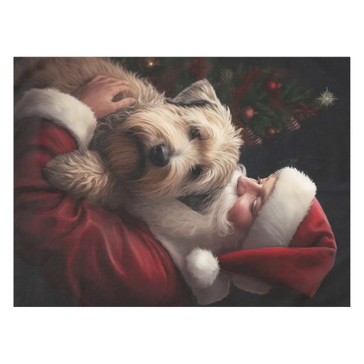Wheon Terrier mit Weihnachtsmann Weihnachten Tischdecke (Vorderseite (Horizontal))