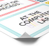 Where Are We Classroom Door Sign in Boho Rainbow Poster (Ecke)