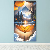 Where Autumn Meets Winter: A Leaf’s Last Glow Leinwanddruck (Insitu (Holzboden))