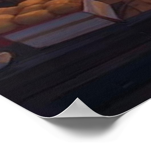 Where Cats Wander and Lanterns Glow Poster (Ecke)