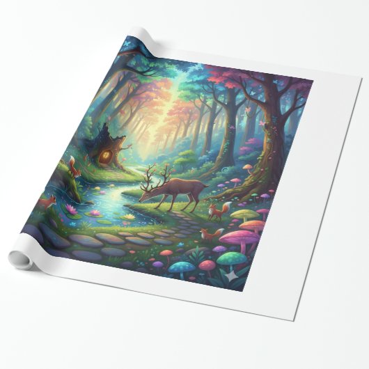 Where Deer Dream and Mushrooms Glows Geschenkpapier (Ungerollt)