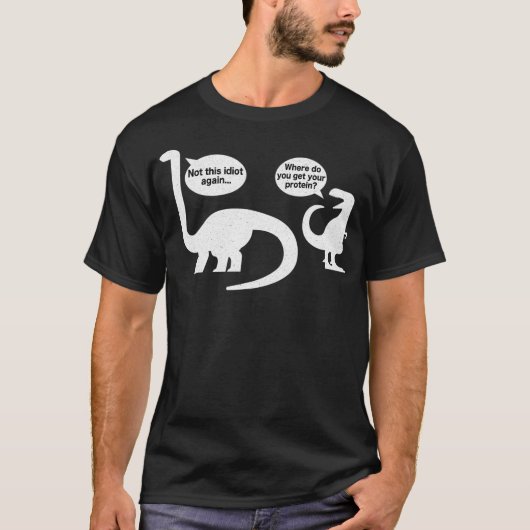 Where Do You Get Your Protein Anti Meat Vegan Dino T-Shirt (Vorderseite)