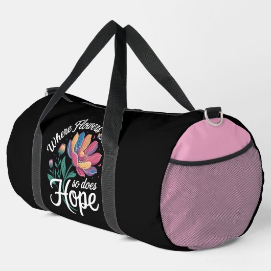 Where Flowers Bloom, Hope Blossoms Duffle Bag (Rechte Ecke)
