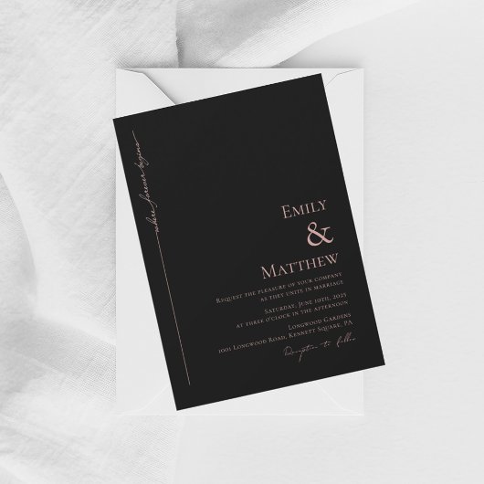 Where Forever Begins Black Wedding Invitation Einladung