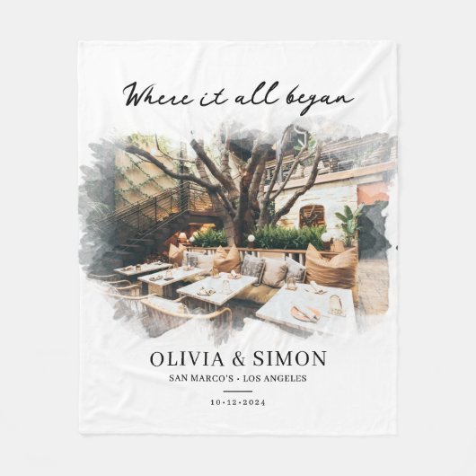 Where It All Began Romantic Couple's Gift Fleecedecke (Vorderseite)