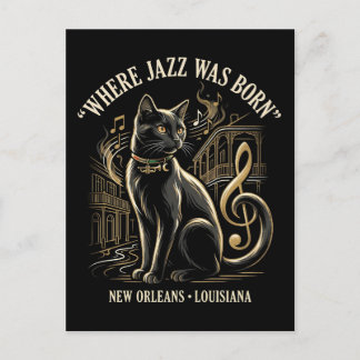 Where Jazz Was Born New Orleans Black Cat Heritage Postkarte