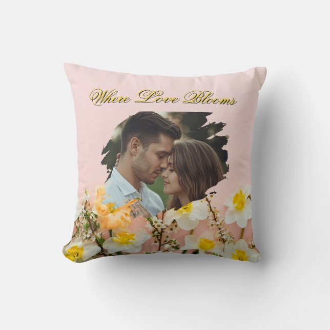 Where Love Blooms Pillow | Spring Romance Throw  Kissen (Vorderseite)