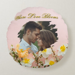 Where Love Blooms Round Pillow | Spring Romance  Rundes Kissen