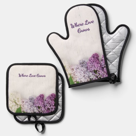 Where Love Grows Kitchen Set | Lilac Oven Mitt (Vorderseite/Rückseite)