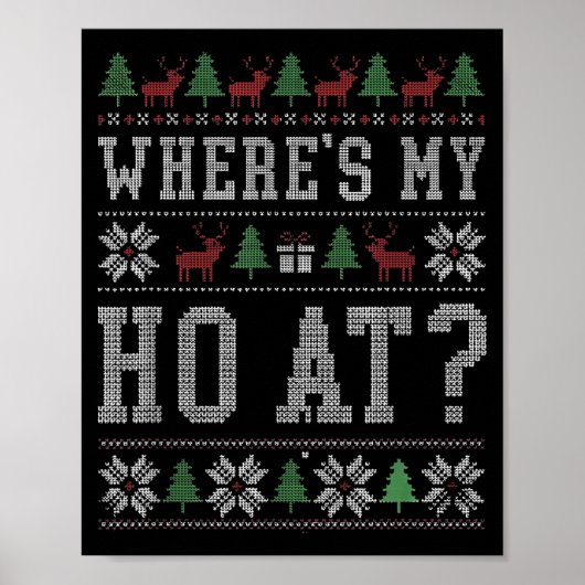 Where My Ho's At Ho Matching Couple Christmas Ugly Poster (Vorne)