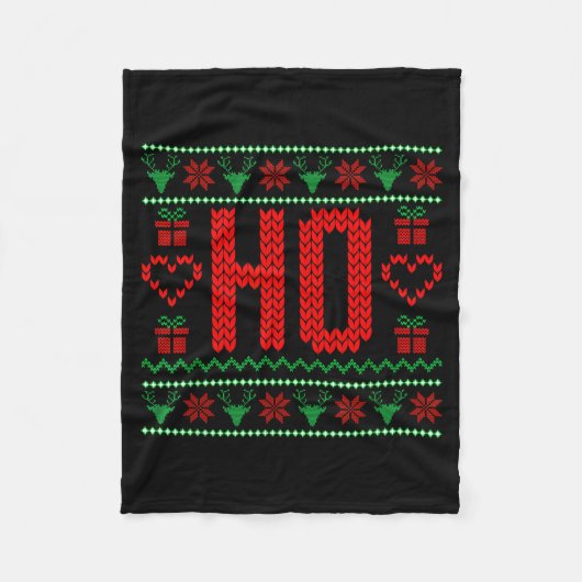 Where My Ho's At Ugly Christmas Sweater Couples Ma Fleecedecke (Vorderseite)