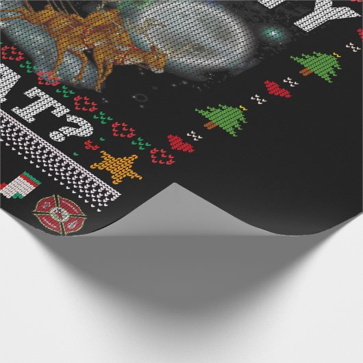 WHERE MY HOSE FIREFIGHTER Ugly Christmas Sweater Geschenkpapier (Ecke)