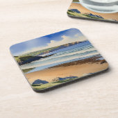 "Where Sky Meets Quiet Sand" - Devon Seascape Getränkeuntersetzer (Linke Seite)