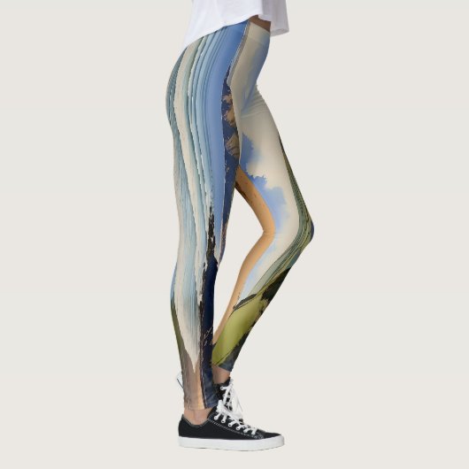 "Where Sky Meets Quiet Sand" - Devon Seascape Leggings (Rechts)