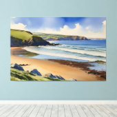 "Where Sky Meets Quiet Sand" - Devon Seascape Leinwanddruck (Insitu (Holzboden))