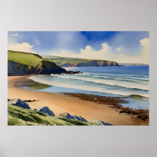 "Where Sky Meets Quiet Sand" - Devon Seascape Poster