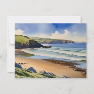 "Where Sky Meets Quiet Sand" - Devon Seascape Postkarte