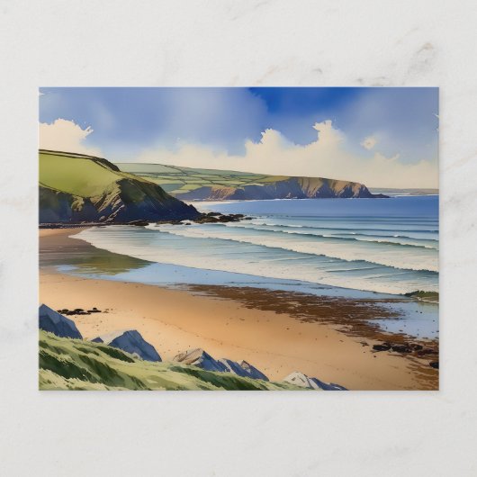 "Where Sky Meets Quiet Sand" - Devon Seascape Postkarte (Vorderseite)