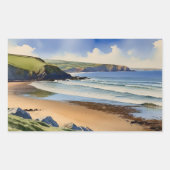 "Where Sky Meets Quiet Sand" - Devon Seascape Rechteckiger Aufkleber (Vorderseite)