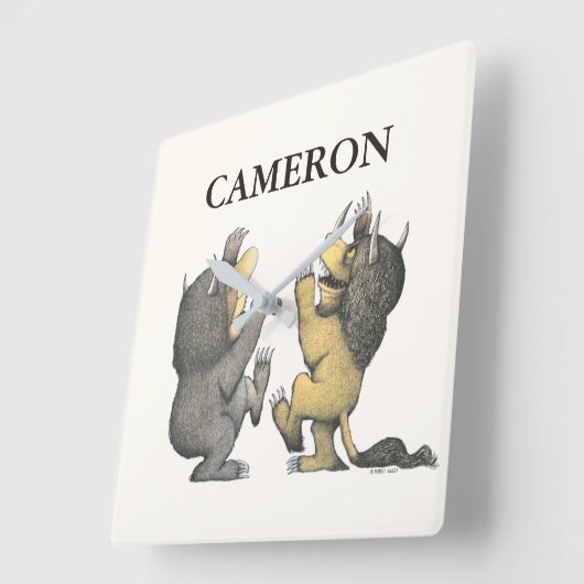 Where the Wild Things Are | Add Your Name Quadratische Wanduhr (Winkel)