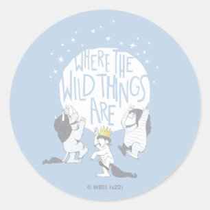 Where The Wild Things Are   Mond & Sterne Runder Aufkleber