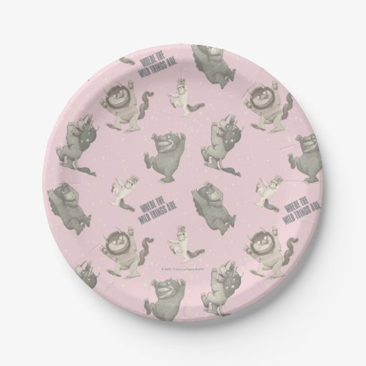 Where the Wild Things Are Pink Star Pattern Pappteller (Vorderseite)