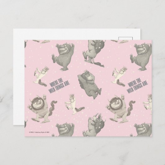 Where the Wild Things Are Pink Star Pattern Postkarte (Vorne/Hinten)
