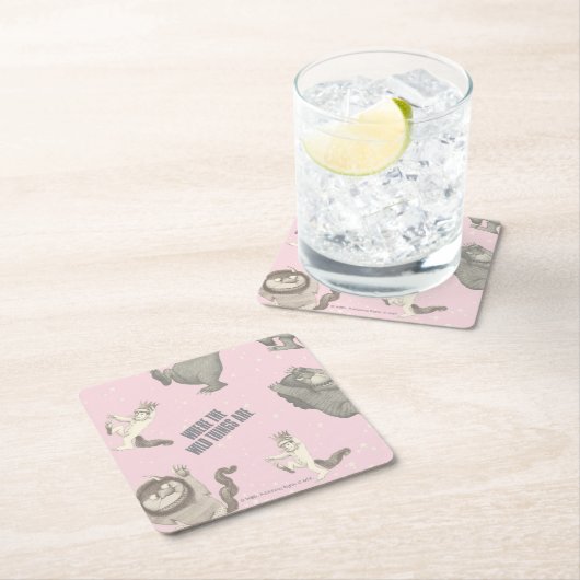 Where the Wild Things Are Pink Star Pattern Rechteckiger Pappuntersetzer (Vor Ort)