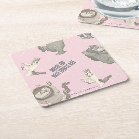 Where the Wild Things Are Pink Star Pattern Rechteckiger Pappuntersetzer (angewinkelt)