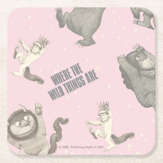 Where the Wild Things Are Pink Star Pattern Rechteckiger Pappuntersetzer (Vorderseite)