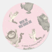 Where the Wild Things Are Pink Star Pattern Runder Aufkleber (Vorderseite)