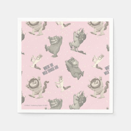 Where the Wild Things Are Pink Star Pattern Serviette (Vorderseite)