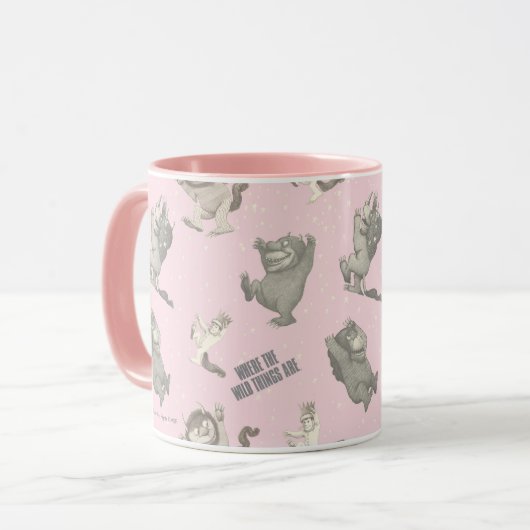 Where the Wild Things Are Pink Star Pattern Tasse (Vorderseite Links)