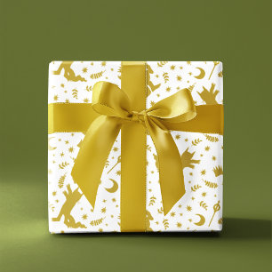 Where the Wild Things Gold Floral Geburtstagsmuste Geschenkpapier
