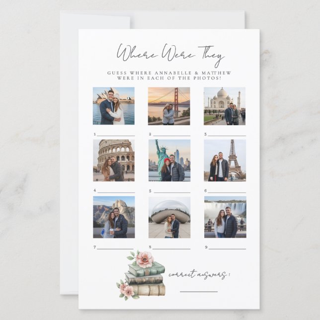 Where Were They Book Bridal Shower Game (Vorderseite)