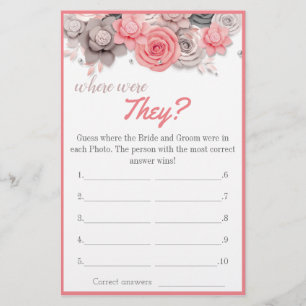 Where were They? Bridal Shower Game Card Flyer