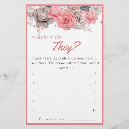 Where were They? Bridal Shower Game Card Flyer (Vorne)