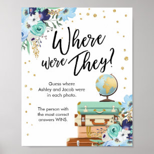 Where Were They Travel Bridal Shower Sign Game Poster