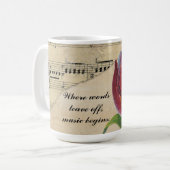 “Where words leave off, music begins.”  Kaffeetasse (Vorderseite Links)