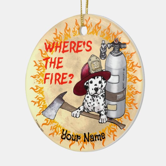 Wheres the Fire Firefighter Keramik Ornament (Links)