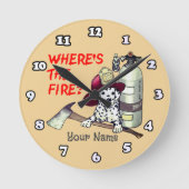 Wheres the Fire Firefighter Runde Wanduhr (Vorderseite)